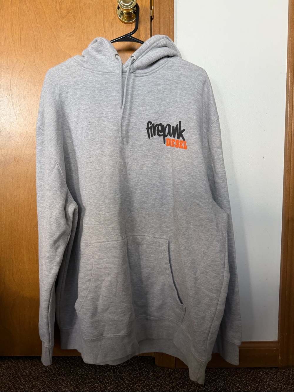 Diesel Gray Hoodie with Black and Orange 'Firepunk Diesel' Logo